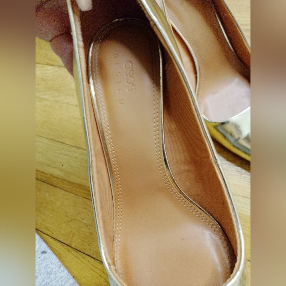 Asos Metallic Pointed Toe Women's Pumps - Gold - Picture 3 of 11